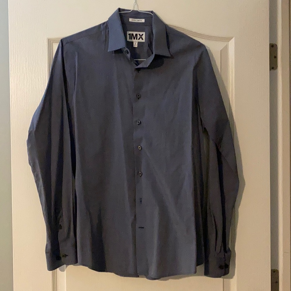 Gray Express extra slim fit medium dress shirt.
